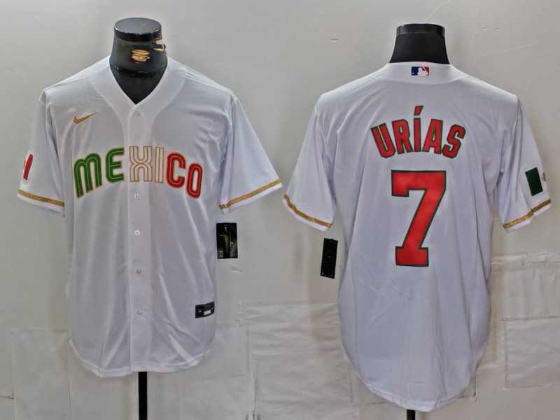 Men%27s Mexico Baseball #7 Julio Urias 2023 White World Classic Stitched Jersey->milwaukee brewers->MLB Jersey
